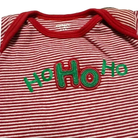 Carter's Ho Ho Ho Stripe Long Sleeve One piece Unisex Red - Picture 4 of 4
